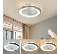 JQQJZLC Ventilateur de Plafond Moderne de Plafond Minimaliste Lustre Lustre dimmable Ventilateur Rond LED Ultra-Ciel d'énergie économisant la Chambre et l'éclairage des lumières du Salon,