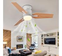 JQQJZLC Ventilateurs de Plafond 42 '' avec des Lampes 6 Vitesses 3 Couleur, lustres de Ventilateur Silencieux Mode d'hiver d'été réversible, Ventilateurs de Plafond avec lumières et
