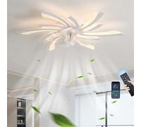 JQQJZLC Ventilateurs de Plafond avec des lumières et télécommande Ventilateurs de Plafond calmes avec des Lampes réversibles DC 6 Vitesses lustres Dimmables Loullations de Plafond pour la Cuisine du
