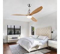 JQQJZLC Ventilateurs de Plafond de 42 '' avec lumières et Bois éloigné, Ventilateurs de Plafond Silencieux 6 Vitesses 3 Couleurs réversibles, Lustre Ventilateur léger avec minuterie, Plafond