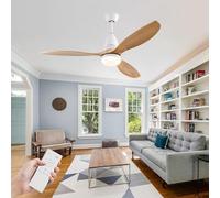 JQQJZLC Ventilateurs de Plafond de 42 '' avec lumières et Bois éloigné, Ventilateurs de Plafond Silencieux 6 Vitesses 3 Couleurs réversibles, Lustre Ventilateur léger avec minuterie, Plafond