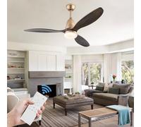 JQQJZLC Ventilateurs de Plafond de 42 '' avec lumières et Bois éloigné, Ventilateurs de Plafond Silencieux 6 Vitesses 3 Couleurs réversibles, Lustre Ventilateur léger avec minuterie, Plafond