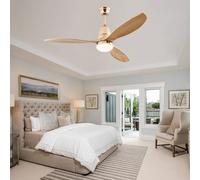 JQQJZLC Ventilateurs de Plafond de 42 '' avec lumières et Bois éloigné, Ventilateurs de Plafond Silencieux 6 Vitesses 3 Couleurs réversibles, Lustre Ventilateur léger avec minuterie, Plafond
