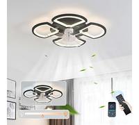 JQQJZLC Ventilateurs de Plafond de Fleurs avec des lumières et télécommande lustres Modernes plafonniers réversibles 6 Vitesses LED dimmable de Ventilateur Silencieux Plafond pour Le Salon