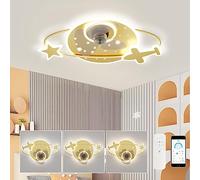 JQQJZLC Ventilateurs de Plafond Silencieux avec lumières et télécommande au Plafond LED avec Lampe réversible à 6 Vitesses