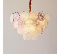 JQQJZLC Verre Ronde Chandelier en Cristal Moderne pour Table à Manger Rose Purple Nordique Moderne Grand Lustre Vintage en Verre Tambour pellicule