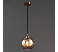 JQQJZLC Vintage Globe Pendant Light 1-Light Farmhouse Light Prending Pending Lighttures with Smoke Grey Grey Glass Shade, Black Adjudable Cord Cords Pendants Lamp for Kitchen Dining Room (B) (Bouch)
