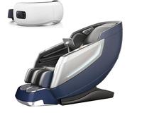 JQslycdmv 4D Full Bodys Massage Chair, Intelligent Massage Sleeping Chair, Airbag Wrap Touch Screen Bluetooth Relaxation Commuter Home Office Dual Purposes(Blue)