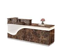 JQslycdmv Banque d'accueil Moderne avec tiroirs de sécurité, étagère for Clavier l, for Bureaux, cabinets, Halls d'entrée et commerces de détail(Brown-Left,150cm)