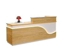 JQslycdmv Banque d'accueil Moderne avec tiroirs de sécurité, étagère for Clavier l, for Bureaux, cabinets, Halls d'entrée et commerces de détail(Wood-Right,150cm)