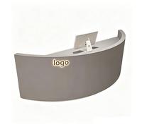 JQslycdmv Bureau de réception de Forme incurvée, avec tiroir verrouillable et étagères Ouvertes, lumières LED - Table de réception idéale for Le Bureau, Le Hall ou la Zone de Caisse(Gray,220cm)