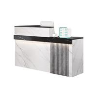 JQslycdmv Bureau de réception en Forme de L avec tiroir classeur verrouillable, Plateau, Solution de réception for Le Commerce de détail et l'hôtellerie(Grey-Left,180cm)