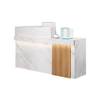 JQslycdmv Bureau de réception en Forme de L avec tiroir classeur verrouillable, Plateau, Solution de réception for Le Commerce de détail et l'hôtellerie(White-Left,100cm)