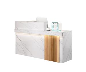 JQslycdmv Bureau de réception en Forme de L avec tiroir classeur verrouillable, Plateau, Solution de réception for Le Commerce de détail et l'hôtellerie(White-Left,100cm)