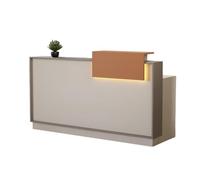 JQslycdmv Bureau de réception Moderne avec tiroir verrouillable | Barre lumineuse à LED, grand plan de travail, tiroirs verrouillables, panneau avant surélevé(Bruin,150cm)