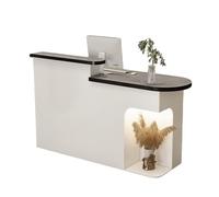 JQslycdmv Bureau de réception, tiroirs verrouillables et Plateau for Clavier, vitrine avec éclairage, for Caisse, barbier, Salon de beauté, Bureau à Domicile(Black - Left,90cm)