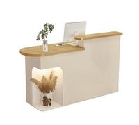JQslycdmv Bureau de réception, tiroirs verrouillables et Plateau for Clavier, vitrine avec éclairage, for Caisse, barbier, Salon de beauté, Bureau à Domicile(Wood - Right,130cm)