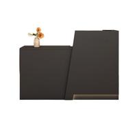 JQslycdmv Comptoir d'accueil, avec éclairage LED, tiroir avec Serrure et Support Clavier, réception d'hôtel, magasins de vêtements, pâtisseries, Fruiteries(Black Right,110cm)