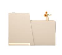 JQslycdmv Comptoir d'accueil, avec éclairage LED, tiroir avec Serrure et Support Clavier, réception d'hôtel, magasins de vêtements, pâtisseries, Fruiteries(Cream Left,120cm)