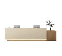 JQslycdmv Comptoir de réception avec tiroirs verrouillables et éclairage LED, aucune installation nécessaire, pour hôtel, bureau, vente au détail (beige - gauche, 200 cm)