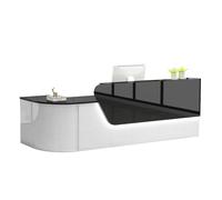 JQslycdmv Comptoir de réception, Caisse de Magasin Moderne, tiroir avec Serrure, Support de Clavier, for Bureau, adapté aux Salons, Bureaux, Halls(Black-Right,180cm)