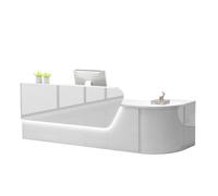 JQslycdmv Comptoir de réception, Caisse de Magasin Moderne, tiroir avec Serrure, Support de Clavier, for Bureau, adapté aux Salons, Bureaux, Halls(White-Left,220cm)