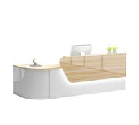 JQslycdmv Comptoir de réception, Caisse de Magasin Moderne, tiroir avec Serrure, Support de Clavier, for Bureau, adapté aux Salons, Bureaux, Halls(Yellow-Right,140cm)
