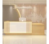 JQslycdmv Comptoir de Réception LED, Tiroirs Verrouillables, No Installation Required- Meuble pour Hôtel et Boutique(Beige,100cm)