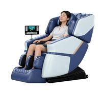 JQslycdmv Fauteuil De Massage Professionnel, zéro Gravité en V Profond Massage des Jambes Plusieurs Programmes De Massage Commande par Bouton Cuir Résistant À l'usure(Blue)