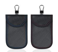 JQTOP Faraday Lot de 2 pochettes de protection anti-vol en fibre de carbone pour clés de voiture avec blocage du signal RFID (rouge + bleu), bleu, Style :