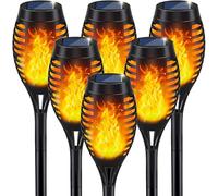 JQTOP Lot de 12 lampes solaires d'extérieur avec flammes vacillantes, éclairage extérieur étanche, convient pour les passages de cour extérieure