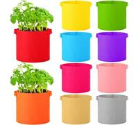 JQTOP Sacs de culture colorés en tissu non tissé avec poignées pour semences, légumes, tomates - Seau de culture pour extérieur, jardin, fruits, fleurs, 10 couleurs (10 gallons)