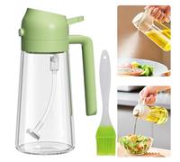 JQUAL Pulverisateur Huile et Distributeur Huile en Verre 2 en 1, 2 in 1 Glass Oil Sprayer & Dispenser, 470ml Vaporisateur Huile Cuisson, Spray Huile d'olive, Bouteille Distributeur Huile (Vert)