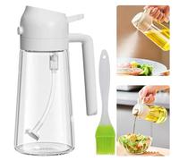 JQUAL Pulverisateur Huile et Distributeur Huile en Verre 2 en 1, 2 in 1 Glass Oil Sprayer & Dispenser, 470ml Vaporisateur Huile Cuisson, Spray Huile d'olive, Bouteille Distributeur Huile (Blanc)