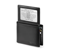 JQUEEN Cadeau pour lui - Portefeuille en cuir véritable avec carte d'amour en acier inoxydable, cadeau d'anniversaire, de Saint-Valentin de la part de votre épouse, petite amie, blocage RFID