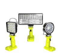JQVDE Lampe de travail à LED avec alarme, lampe torche électrique, projecteur, lampe de camping, compatible avec Ryobi 18 V, batterie lithium-nickel One+ P108(8inch RectangleLamp)