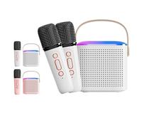 JQVDE Microphones Doubles sans Fil Machine de karaoké KTV Système DSP Bluetooth 5.3 Haut-Parleur PA HiFi Stéréo Surround Lumière LED colorée RVB(Black with 1 MIC)