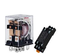 JQX-13F HH62P bobine de relais haute puissance général DPDT Micro Mini commutateur de relais électromagnétique avec Base de prise AC110V220V DC12V24V5A KHzIgRdY (Color : Dc, Size : 24V-With base)