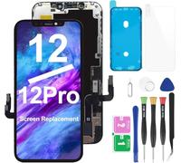 JQYDZH Écran tactile 3D de rechange pour iPhone 12/12 Pro de 6,1 pouces, avec Face ID, écran LCD en verre Digitizer Assemblée avec kits d'outils de réparation (pour iPhone 12/pour iPhone 12 Pro (6,1")