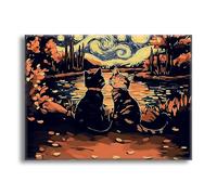 Jqynn Diamond Painting Abstrait Chat Diamond Painting Adulte, DIY Kit Broderie Point de Croix, Activité Manuelle Adulte Kit, Peinture Diamant pour Débutants, Tableau Decoration Murale 20x30cm Z-l-459