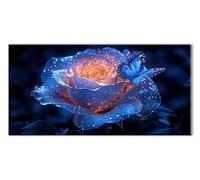 Jqynn Diamond Painting Adulte, 5D Rose Papillon Peinture Diamant Complet Set, Activité Manuelle Adulte de Broderie au Point de Croix pour Adultes, Artisanat Gemme, Décoration Maison 35x70cm J26-3233