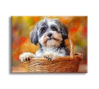 Jqynn Diamond Painting Animal Chien Diamond Painting Adulte, DIY Kit Broderie Point de Croix, Activité Manuelle Adulte Kit, Peinture Diamant pour Débutants, Tableau Decoration Murale 80x120cm Z-l-461