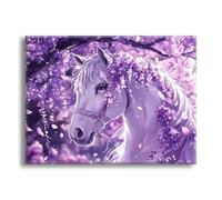 Jqynn Diamond Painting Arbres Cheval Diamond Painting Adulte, DIY Kit Broderie Point de Croix, Activité Manuelle Adulte Kit, Peinture Diamant pour Débutants, Tableau Decoration Murale 45x60cm Z-l-411