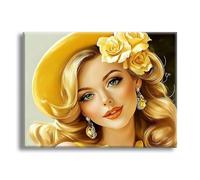 Jqynn Diamond Painting Beauté Femme Diamond Painting Adulte, DIY Kit Broderie Point de Croix, Activité Manuelle Adulte Kit, Peinture Diamant pour Débutants, Tableau Decoration Murale 70x100cm Z-l-451