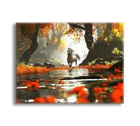 Jqynn Diamond Painting Forêt Cheval Diamond Painting Adulte, DIY Kit Broderie Point de Croix, Activité Manuelle Adulte Kit, Peinture Diamant pour Débutants, Tableau Decoration Murale 90x135cm Z-l-413