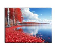 Jqynn Diamond Painting Forêt Lac Kit Diamond Painting, Loisirs Créatifs Adultes, Activité Manuelle Enfant, Point de Croix Broderie Kit, Automne Decoration Murale, Halloween Decoration 30x40cm W-l-811