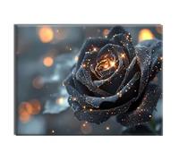 Jqynn Diamond Painting Noir Rose Kit Diamond Painting, Loisirs Créatifs Adultes, Activité Manuelle Enfant, Point de Croix Broderie Kit, Automne Decoration Murale, Halloween Decoration 30x40cm W-l-759