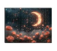 Jqynn Diamond Painting Rose Lune Kit Diamond Painting, Loisirs Créatifs Adultes, Activité Manuelle Enfant, Point de Croix Broderie Kit, Automne Decoration Murale, Halloween Decoration 25x35cm W-l-755