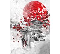 Jqynn Diamond Painting, Samouraï Du Japon 40x50cm, Kit Complet, Point de Croix Canevas Diamant Peinture Numéro Adulte Enfants, Toile HD, réalisme 5D et diamants ronds/carrés forés