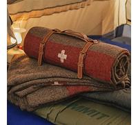 JQZ Couverture 100 % laine de 2 kg, chaude, épaisse et lavable, réplique militaire suisse, 150 x 203 cm, idéale pour le camping en plein air, les événements sportifs, les kits de survie et d'urgence